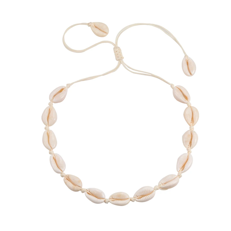 Retro prírodné mušľové náhrdelníky Shell Choker Braid Lope Women Módny obojok Dievčatá vsco priateľstvo darček
