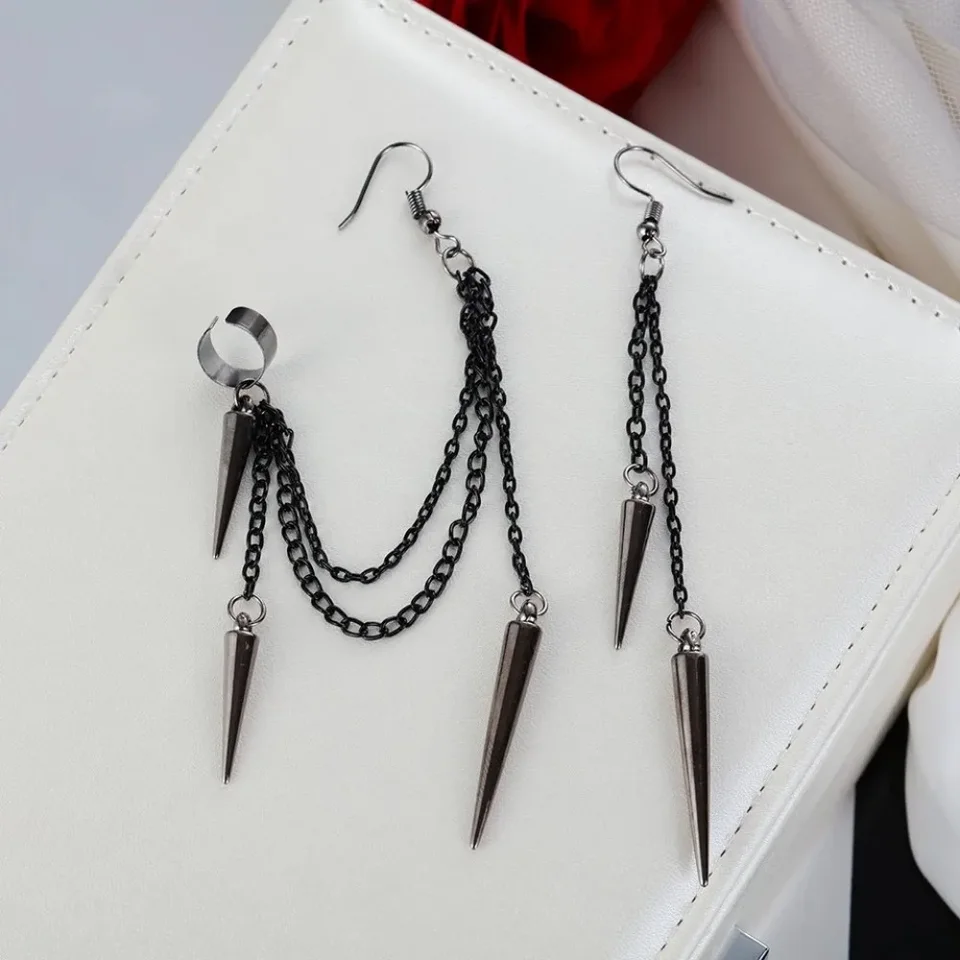 Retro punk Niche čierny Tassel dlhý reťaze