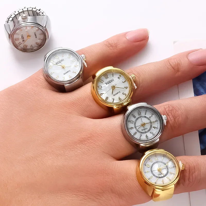 Retro punk Quartz Finger Watch prsteň pre ženy Men Pár prstene Digitálne hodinky Elastické pružné prstové pásmo prsteňov šperky