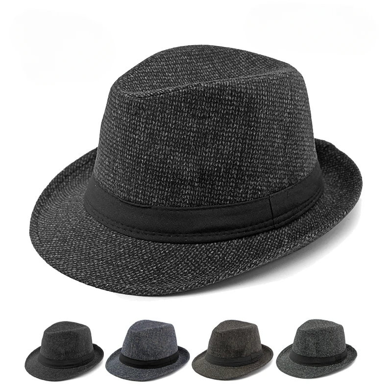 Retro pánske jazzové klobúky veľké potiahnuté slnečné klobúky, módne špičkové klobúky, klobúky stredného veku a staršie klobúky, klobúky s dedkom