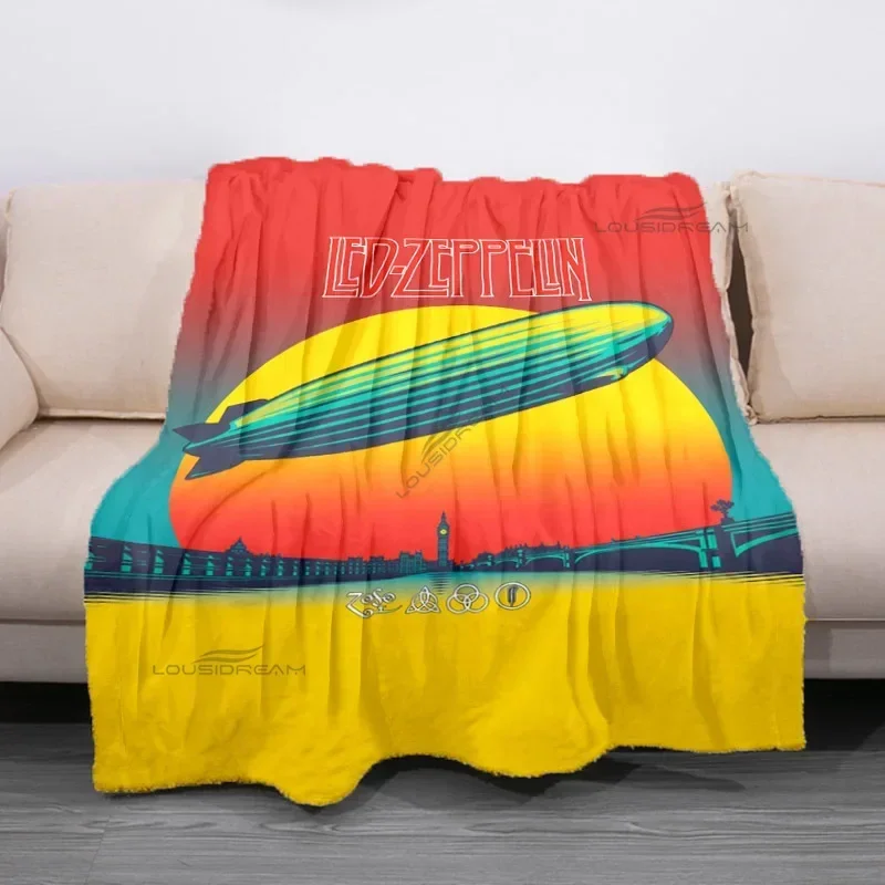 Retro pásmo L-Led-Zeppelin Patterns Placte Rock Bank flanel prikrývka Útulný lenivý gaučový kryt prikrývku Super mäkké plechové matrace