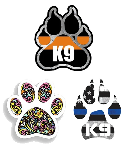 Retro-reflexné obtisky polícia K9 Náklady s labkou vodotesné reflexné kreatívne nálepky na nálepky KK vinyl kryt vodotesný PVC