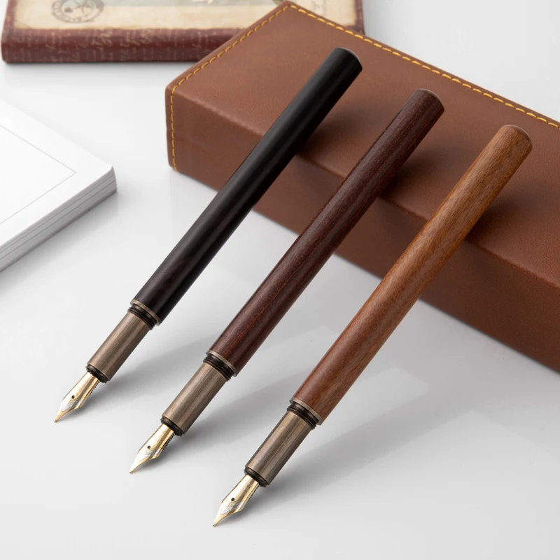 Retro santalové drevo bronzové fontánové pero 0,5 mm luxurry drevené kancelárske podnikanie písanie umeleckých kaligrafie Pens Darčeky