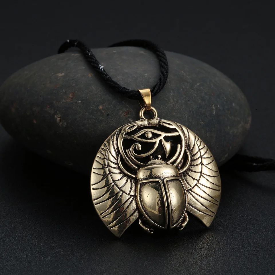Retro slovanský prívesok Koža Kožná šnúra náhrdelník Scarab Eye of Horus Náhrdelník prívesok Staroveký egyptský šťastný amuletový šperk pre mužov
