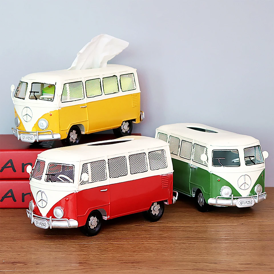 Retro tkanivová skrinka z kovanému železa priemyselný veterný autobus dekorátor papierové ozdoby pre domácu obývaciu izbu
