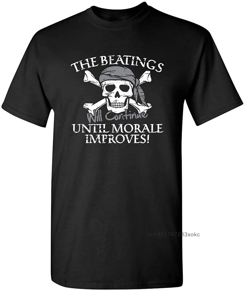 Retro topy Tees Men Tričko Tričko bude pokračovať, až kým morálka zlepšuje pirátsku tlač Pirát.