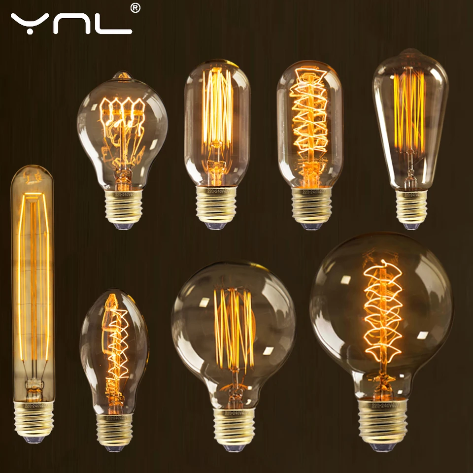 Retro vinobranie Edison Bulb E27 40W 220V Ampoule Vintage žiarovka edison lampa vlákna Žiarivo žiarovka retro lampa vnútorná dekor
