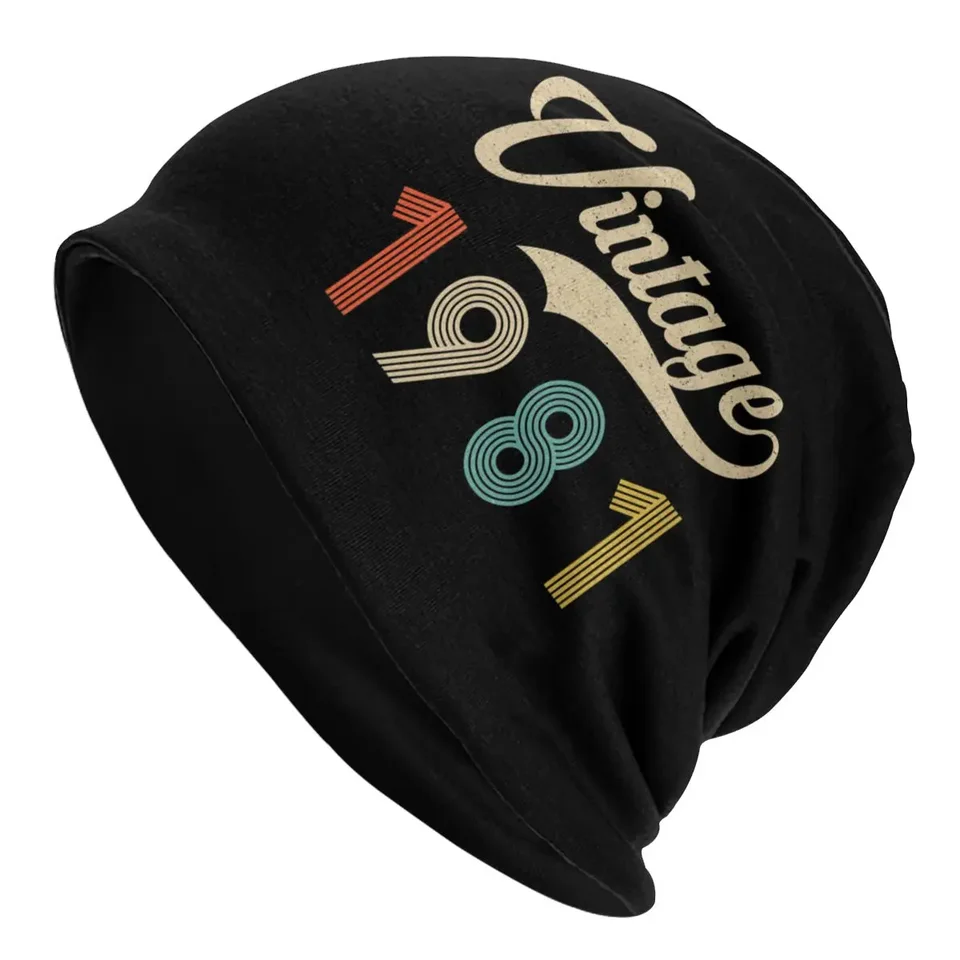 Retro vintage 1981 39. narodeniny čiapka Bonnet pletené klobúky hip hop unisex dospelý klasický 39 rokov starý teplý lebky čiapky čiapky