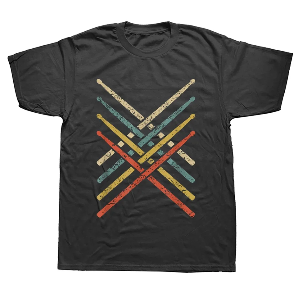 Retro vintage bubeník tričká Grafické bavlnené oblečenie Streetwear s krátkym rukávom narodeniny darčeky letné bubnové tyčinky Tričko Pánske oblečenie