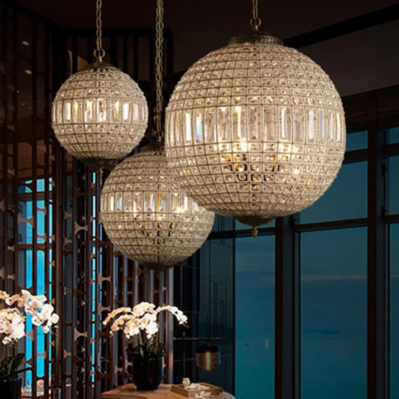 Retro vintage kráľovská ríša guľa Luster krištáľový moderný prívesok lampa Lastly Lights Lights E27 pre obývaciu izbu spálňa kúpeľňa Hotel