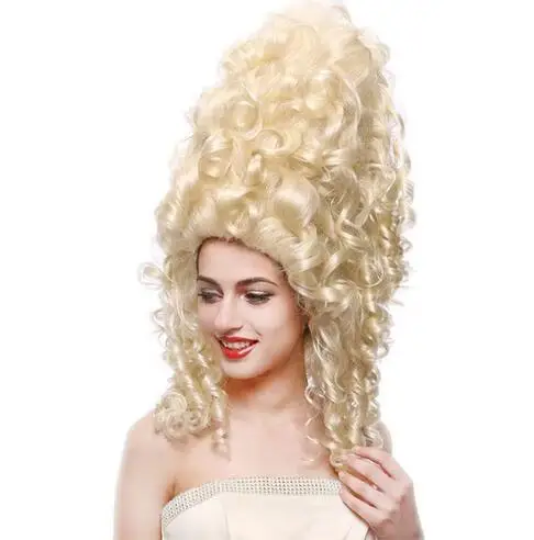 Retro vysoký ele eleeve 3style blondínka kučeravé výstredné dlhé parochne pre ženy kráľovná cosplay kostýmy party kader
