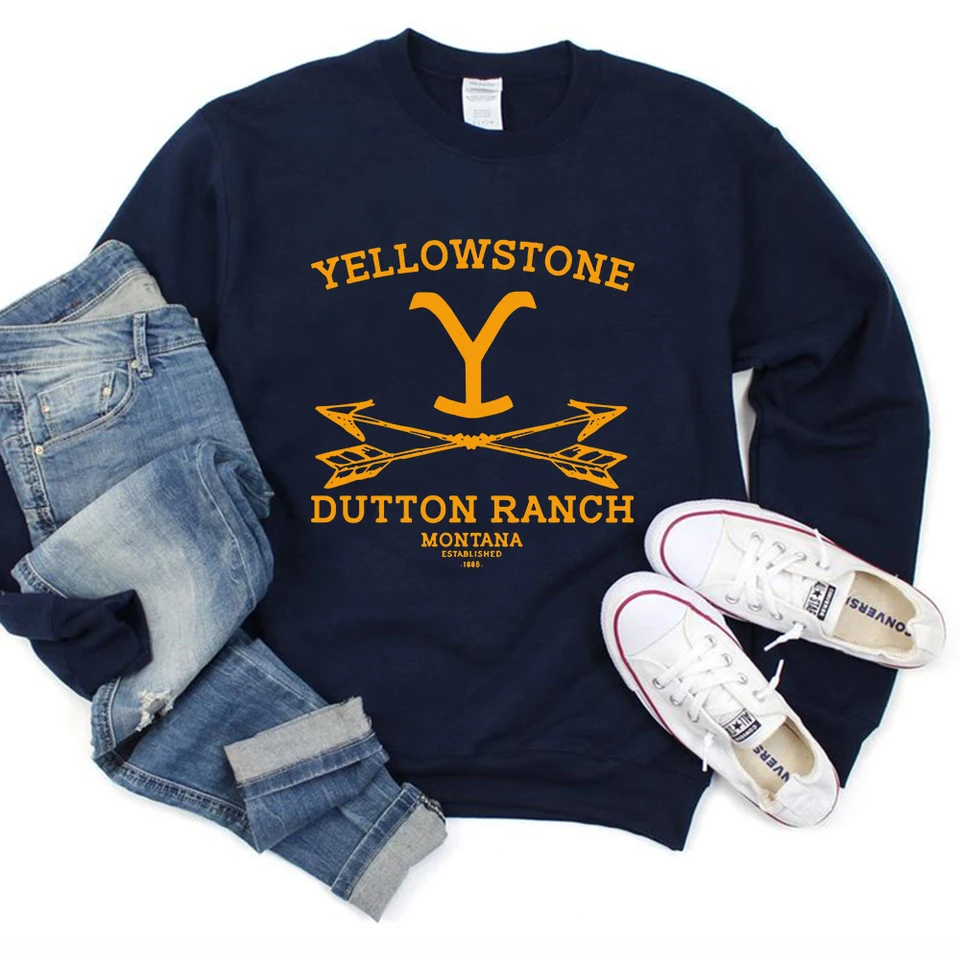 Retro Yellowstone Sweshirtshirt Dutton Ranch Hoodie TV Show Yellowstone 1883 Jumper Vintage Rip Wheeler Crewneck Mikiny