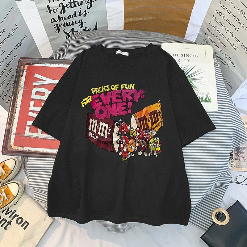 Retro zábavné karikatúry tlačené tričká Ženy Vintage estetické tričko Lady Kawaii Grafické tričká Summer Pohodlné tričko XS-4XL