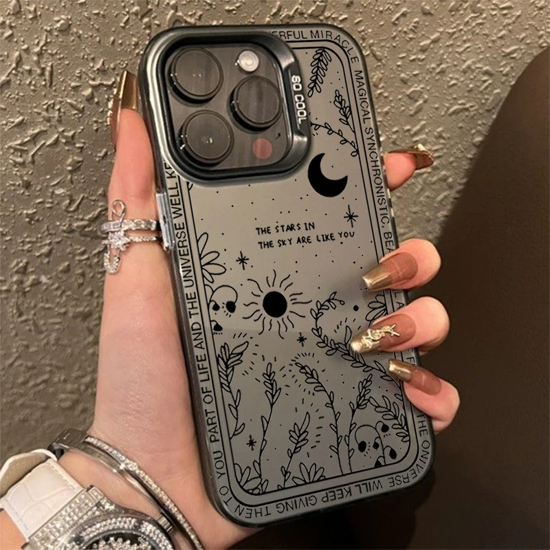 Retro čierna čiara Flower Moon Telefón puzdro pre Huawei Honor 200 90 x6b x7a x9a x8a x9b x7b x9 70 Nova 11 10 4g 5g matný zadný kryt