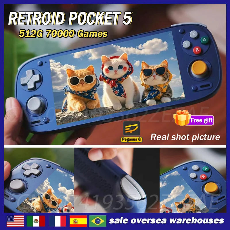 Retroid Pocket 5 Retro Randheld Game Console Video Player 5.5inch HD Touch Screen 8G+128G Android13 PSP PS2 Game High-End Darček