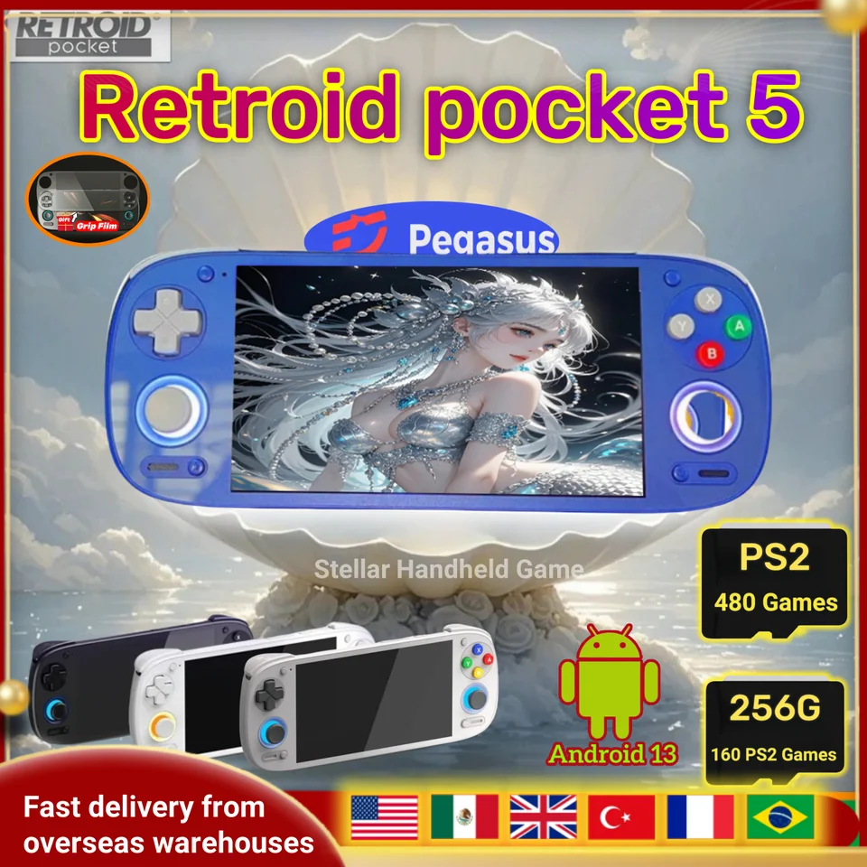 Retroid Pocket 5 RP5 Retro Randheld Game Console Video Player 5,5 palca OLED Touch Screen Android13 WiFi Bluetooth PSP PSP Gift