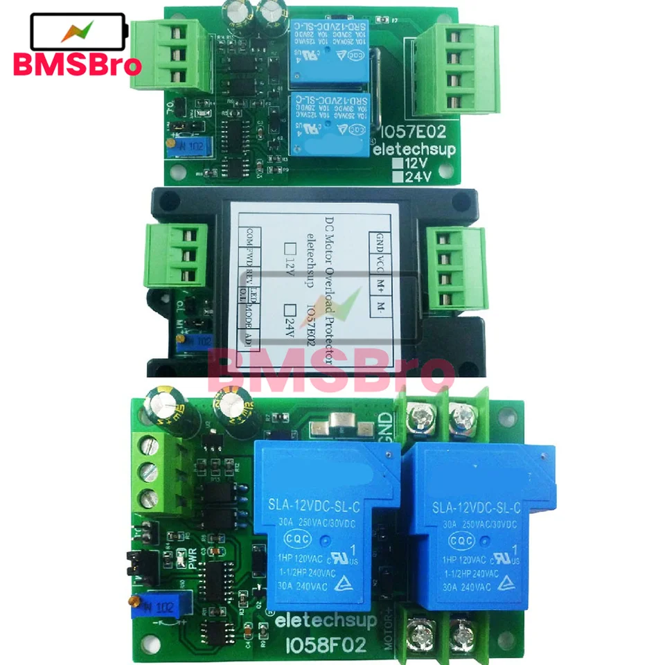 Reverzný ovládač 10A 20A 30A DC 12V 24V Brushed Motor Overload Overcurrent Short Circuit Protector