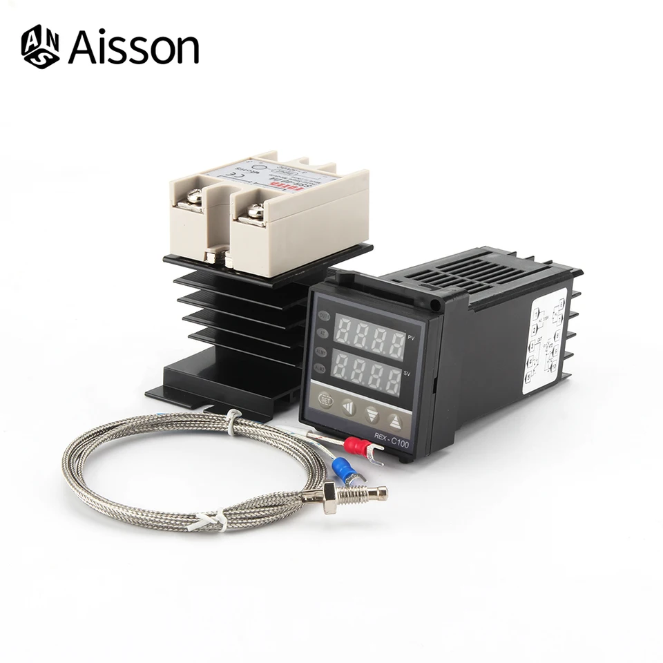 REX-C100 Teplota Digitálneho displeja regulátor PID 110V-240V+40A SSR relé+1M K termočlánok sonda+chladič