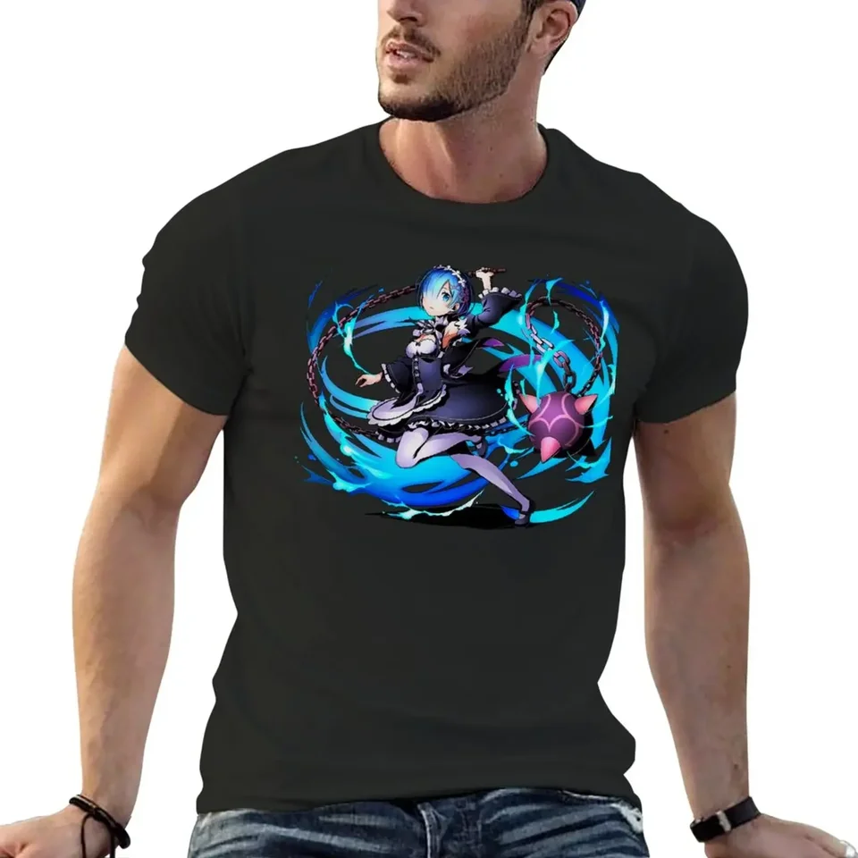 Rezero Rem Anime Girl Tričko Funnys Customs Design Your Mens Grafické tričká anime ťažká váha módne okrúhle krk neformálne
