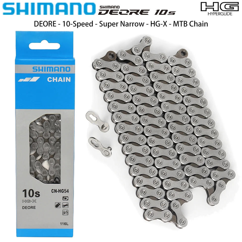 Reťazec shimano hg54 pre MTB Bike Deore 10 Speed ​​Super úzka rýchlosť 1x10 10S 10V horských bicyklov Ebike Reťaz originálne diely