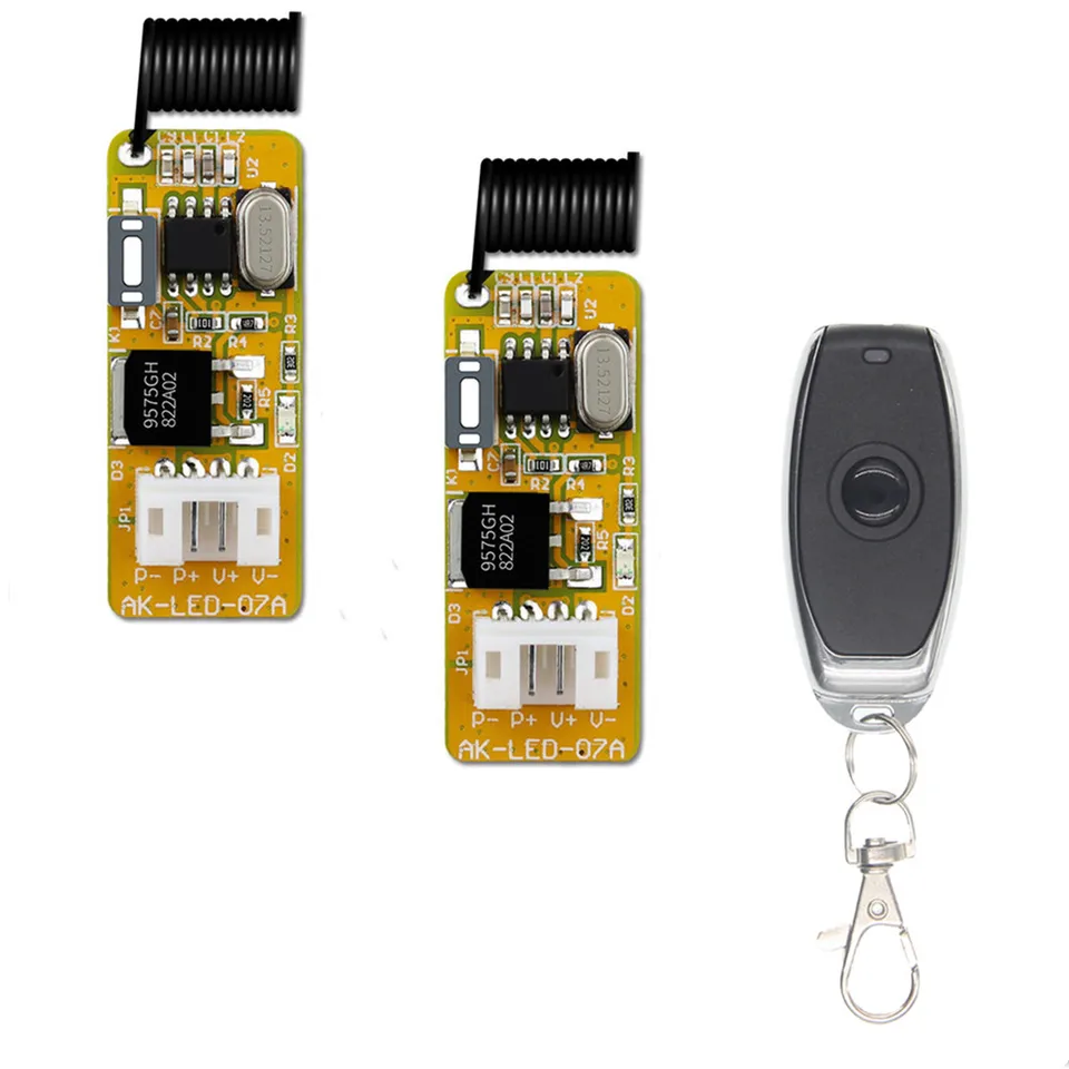 RF prepínač diaľkového ovládača širokého napätia DC3.7V 5V 9V 12V Mini 1 -k bezdrôtového diaľkového ovládania počítača LED svetlo Malé vypnutie motora