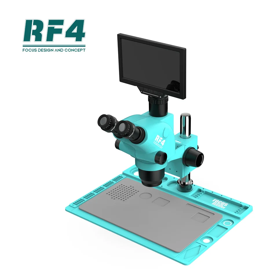 RF4 RF-6565TVD2-SYS010W Trinokulárny mikroskop 6.5*65X ZOOM S 10Inch Monitor pre počítačový mobilný telefón Nástroj na opravu základnej dosky
