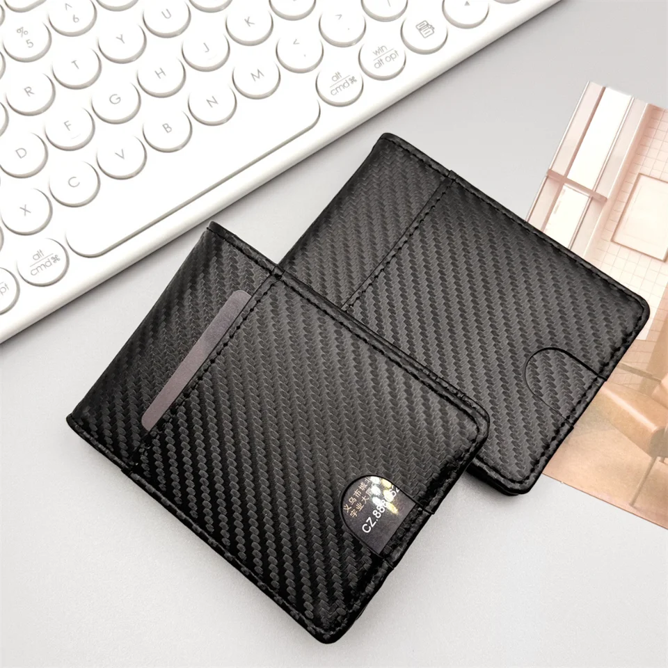 RFID proti krádeži kefy Men'swallet Prenosný dvojitý základ krížového frontpocket karta HolderMultifunkčný slot karty Short Zerowallet