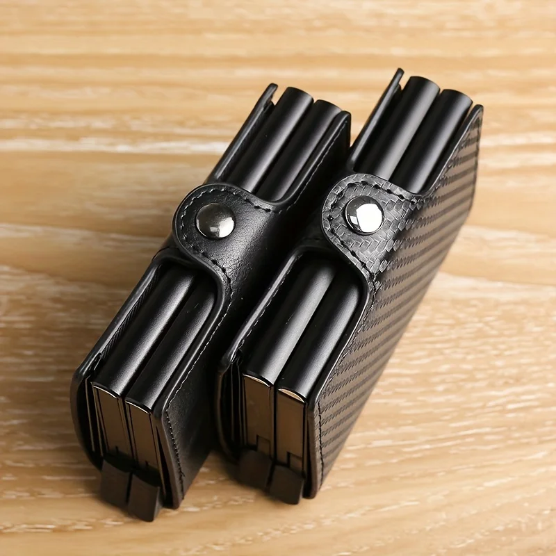 RFIDShieldpulather Automatic Pop-Up Clamp, peňaženka s kreditnou kartou s dvoma hliníkmi, s viac ako jednou kartou slot