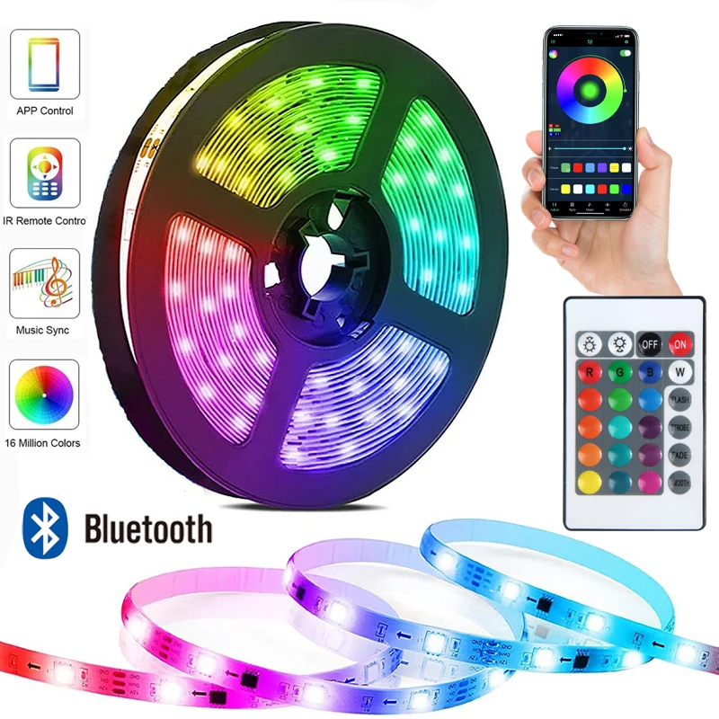 RGB 3535 DC5V USB 24KEYS Bluetooth LED pásové svetlá pásky s diaľkovým ovládaním farby Zmena lampy pre vianočné spálne dekorácie
