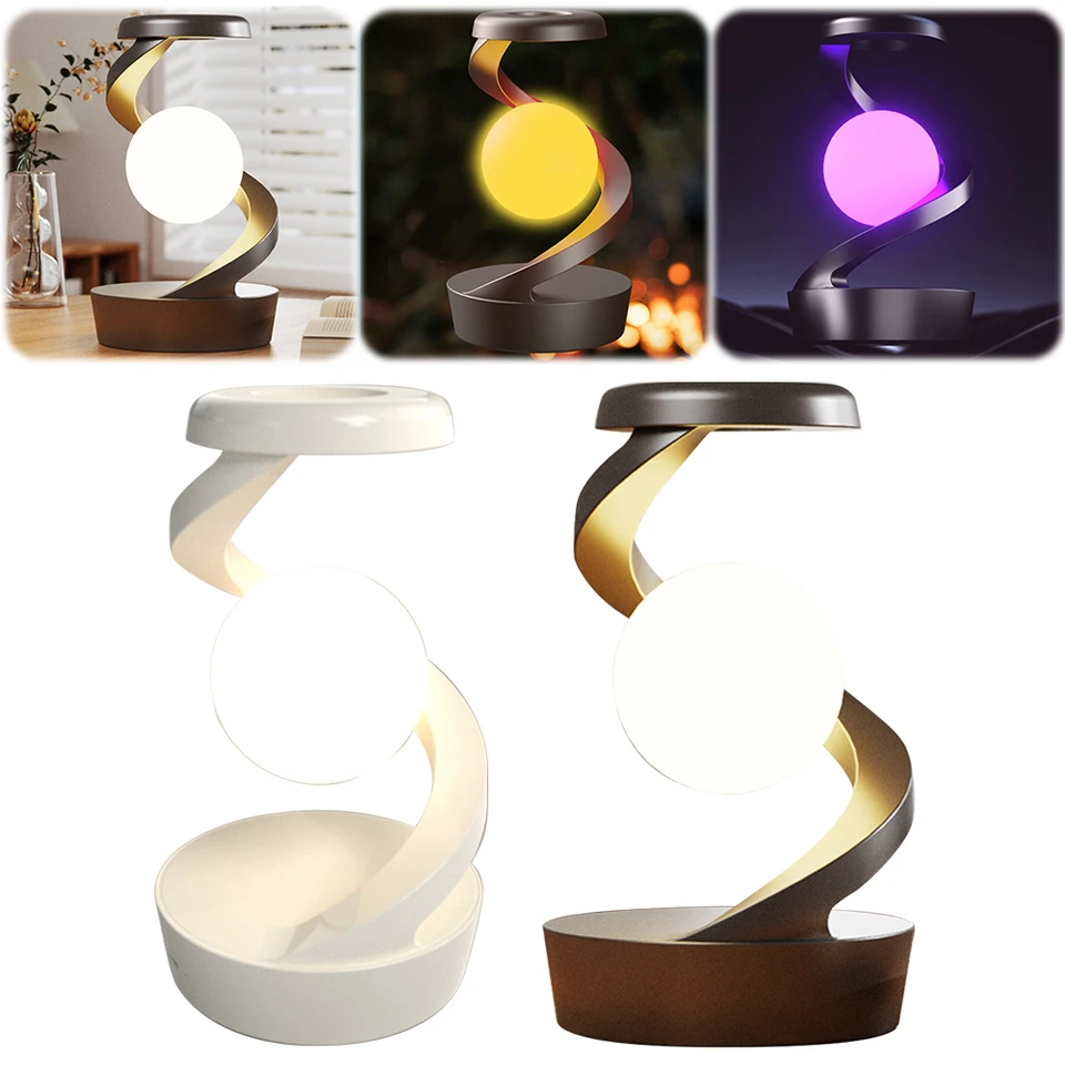 RGB 3D levitačná guľová lampa Ovládanie s bezdrôtovou nabíjačkou plávajúcou stolovou lampou nabíjateľné pre spálňu Novinkový darček