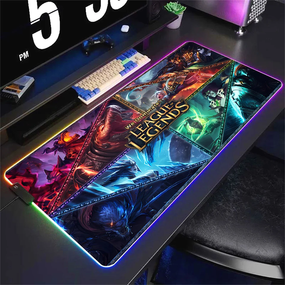 RGB League of Legend Gaming Veľká podložka myši Veľká chladná podložka MousePad Keyboard Game Gum Gum bez sklzu LED myš