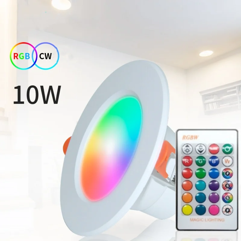 RGB LED Downlight AC 10W/15W Stropné svetlo AC 110V 220V Stlmiteľné downlight zapustené LED žiarovka LED s IR diaľkovým ovládaním žiarovkou