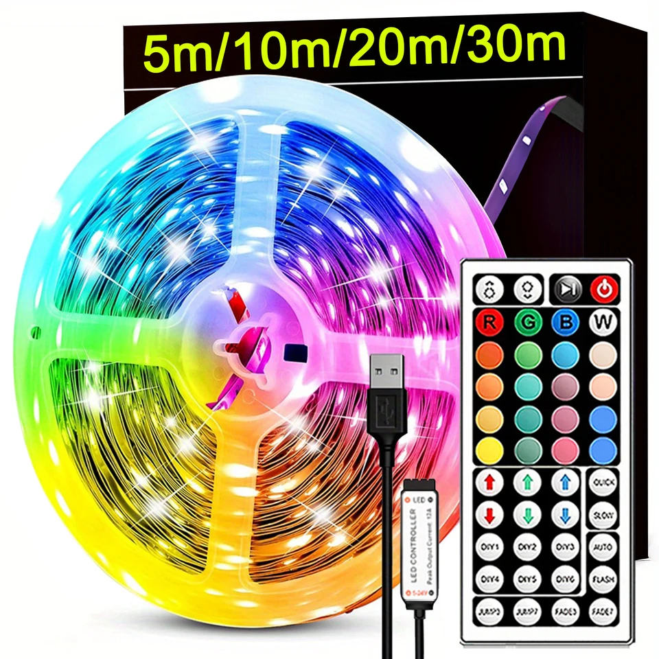 RGB LED pásové svetlá s diaľkovým ovládaním LUCES LED miestnosť svetlo USB Flexibilná stuha pre dekoráciu miestnosti TV podsvietenie dióda pásky