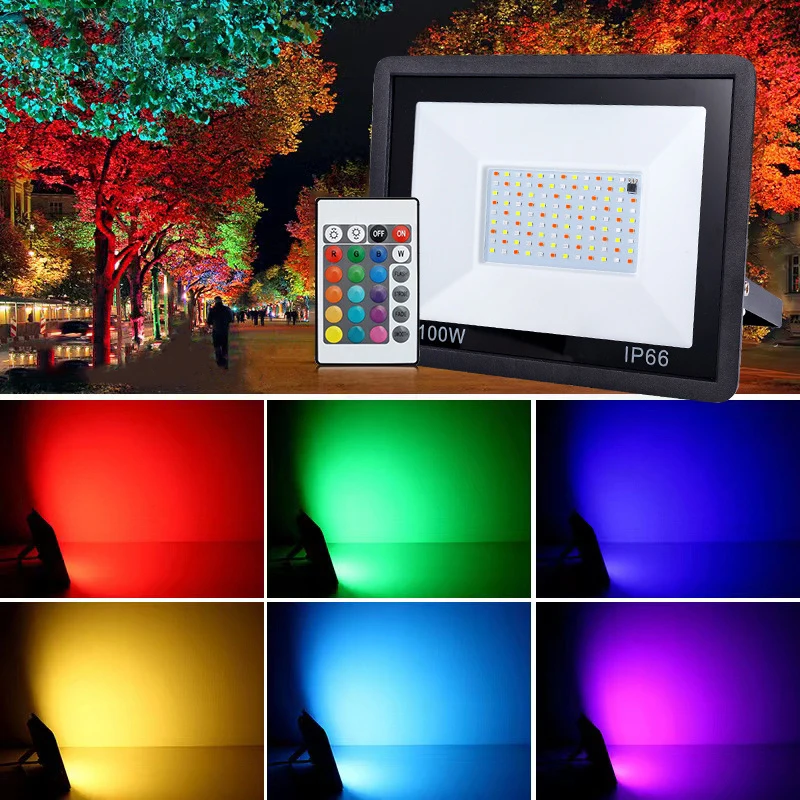 RGB LED svetlomet AC220V 20W 30W 50W 100W outdoorový svetlomet Spotlight IP66 nepremokavý projektor lampa záhradná krajina osvetlenie