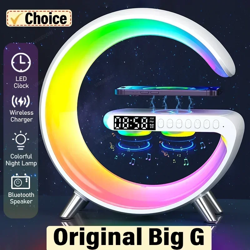 RGB Light Multifunkčná bezdrôtová nabíjačka Stánok A budičovec Reproduktor Rast nabíjanie stanice pre iPhone Samsung Xiaomi