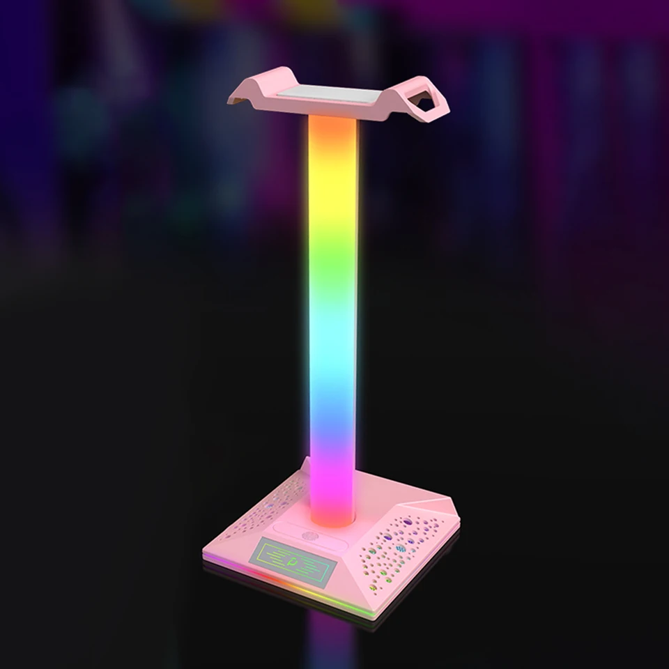 RGB náhlavná súprava Podpora stojan Duálne USB porty slúchadlá zobrazovací stojan dotyk nabíjanie nabíjanie údajov pre univerzálne slúchadlá