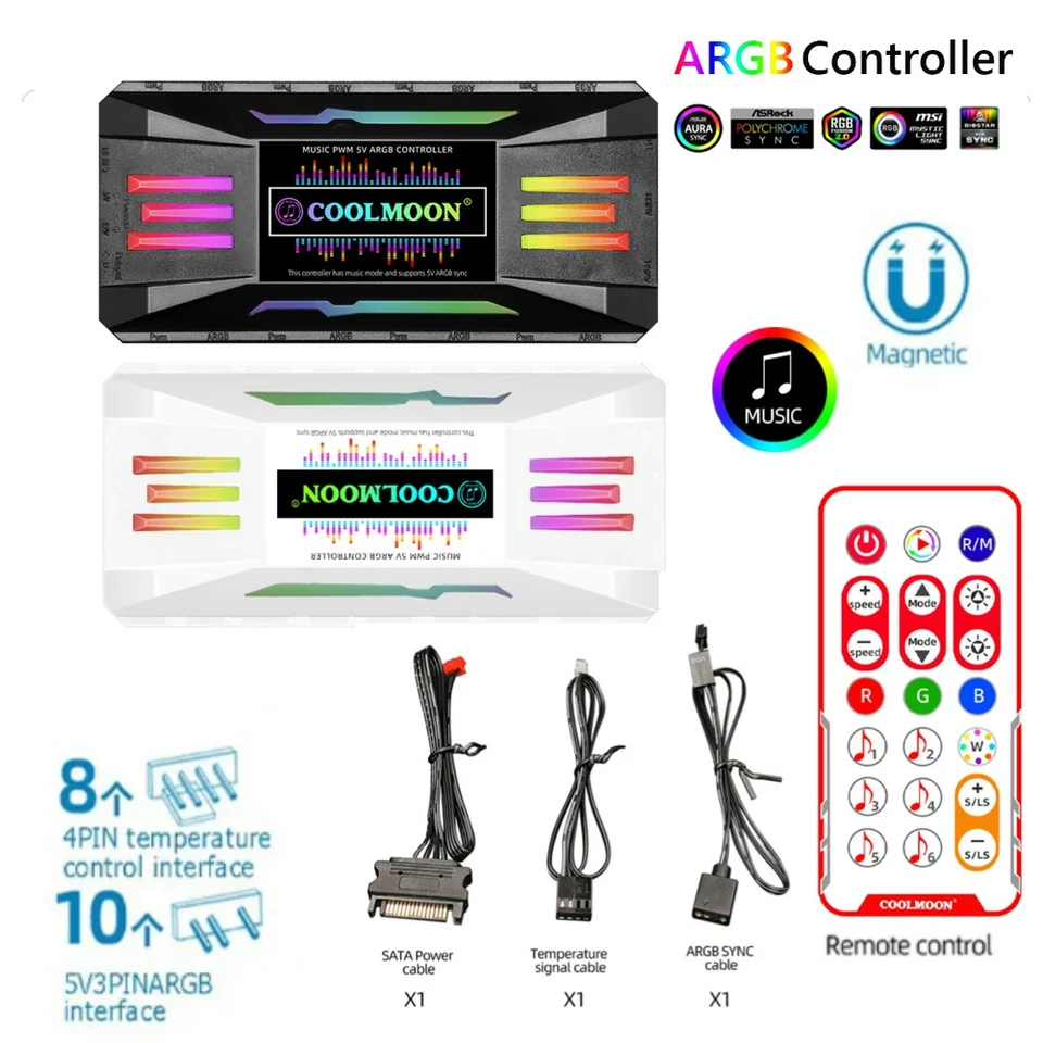 RGB radič inteligentný diaľkový diaľkový počítač domácnosť 4pin PWM 5V 3PIN ARGB chladiaci ventilátor pre ventilátory pre COLOLMOON