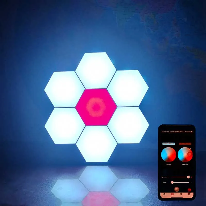 RGB Svetelné panely steh bluetooth ovláda DIY zostava DIY Zostava Honeycomb Quantum Wall Light Hexagon Svetelné panely Nano Leaf