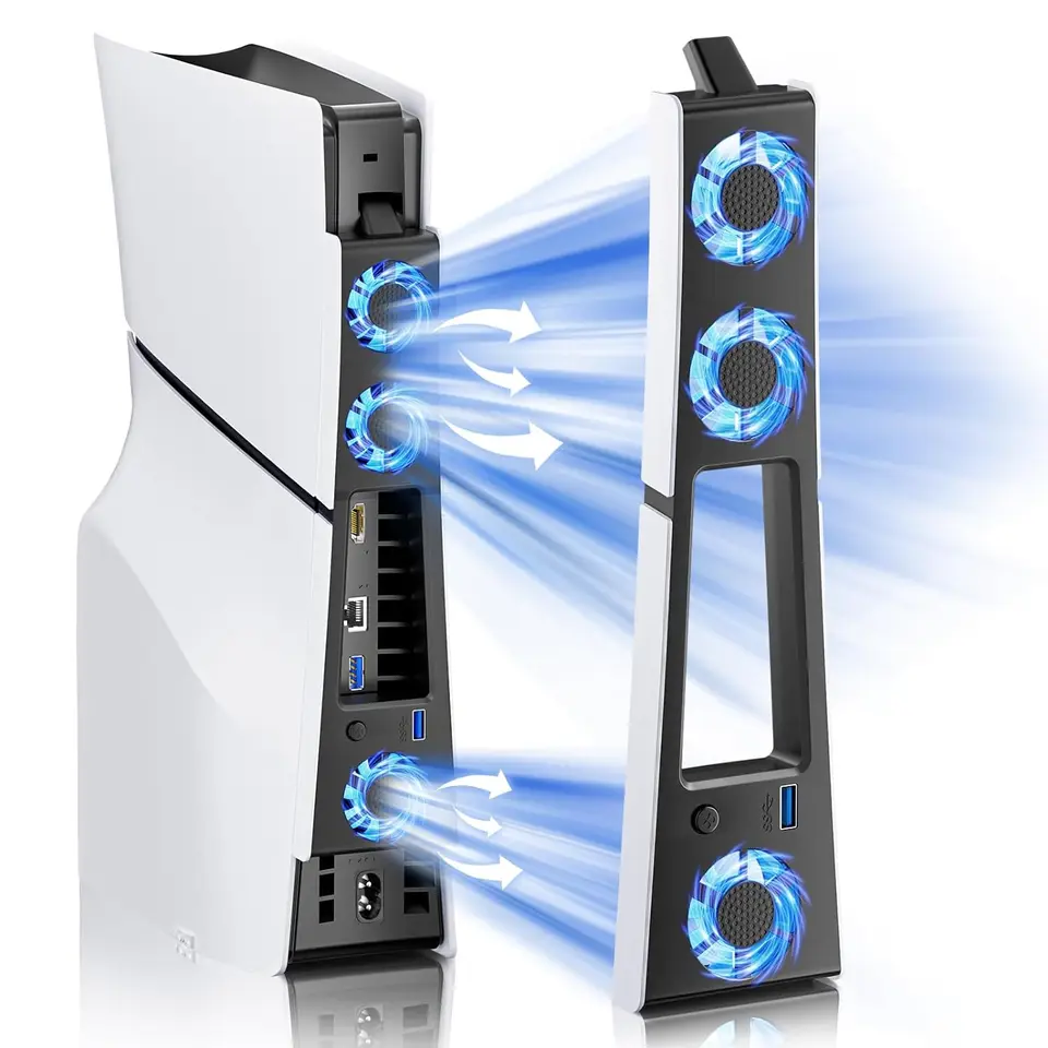 RGB svetlo chladiaci ventilátor pre PS5 Slim Console s 3 ventilátormi USB 3.0 Port Tichý chladiaci systém pre Sony PS5 Slim Gaming Accessories