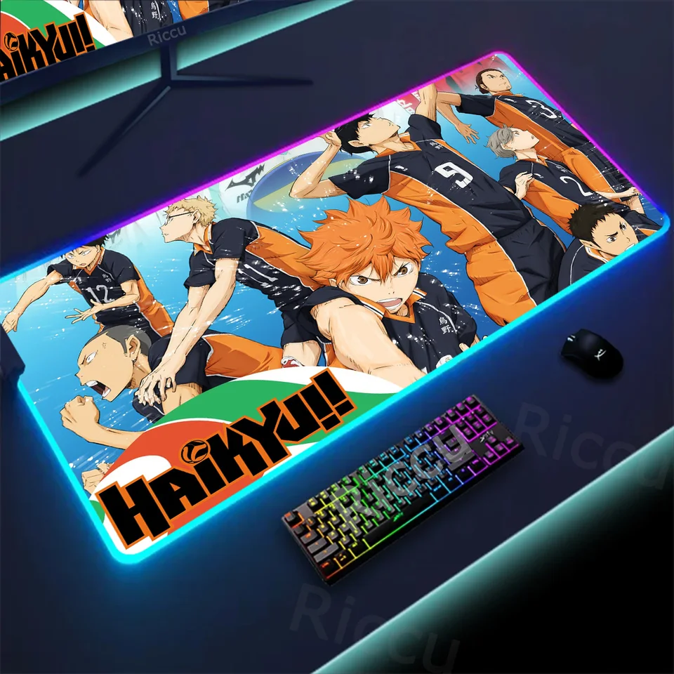 RGB Veľká myšacia anime anime haikyuu manga príslušenstvo Klávesnica Klávesnica Gumber Game Anti Slip HD Mouse Pad XL laptop koberec koberec myš Myš