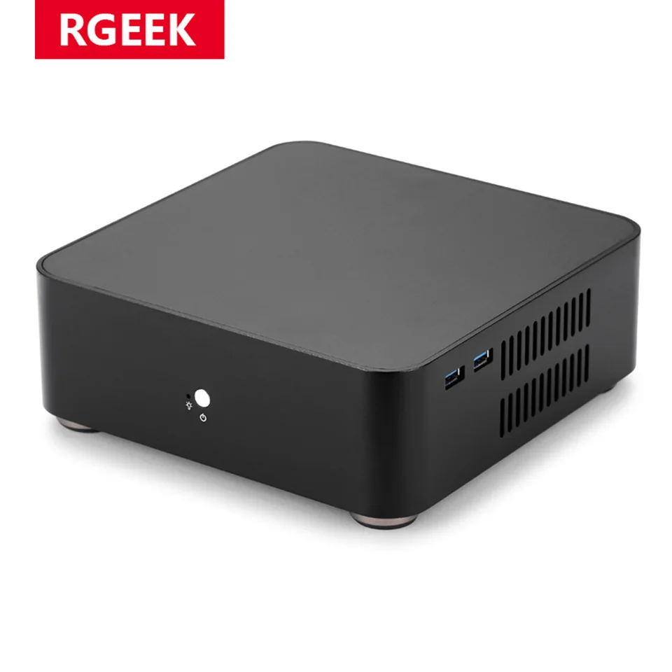 RGEEK L65 Všetky hliníkové podvozok malý stolný počítač puzdro PSU HTPC MINI ITX PC s napájaním