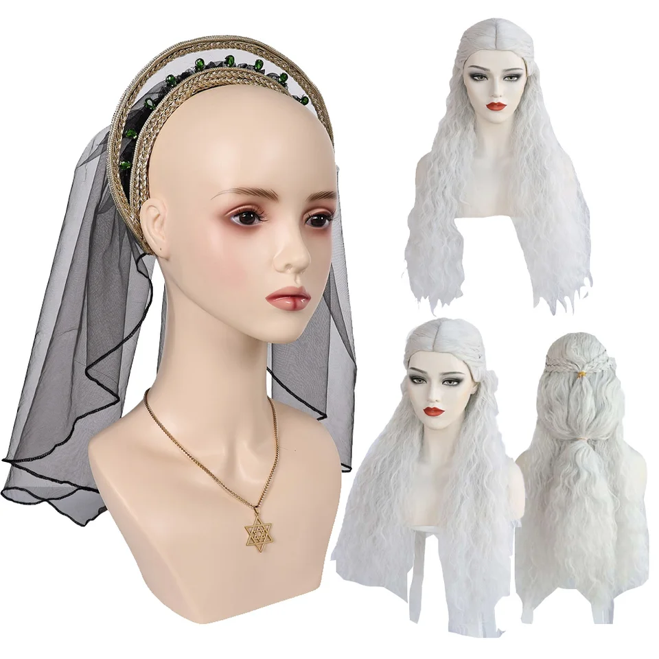 Rhaenyra parochne rhaenys cosplay cosplay alicent závoj náhrdelník čelenka Hightower Headdress Halloween Party Party Party Accessories