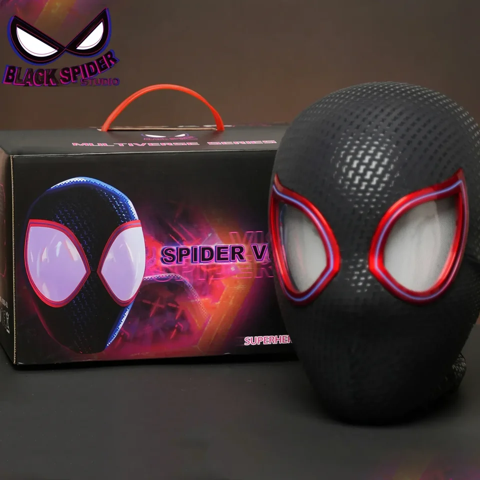 Riasenky Miles Spiderman Headge Gear Cosplay pohybujúce oči Elektronická maska ​​Spider Man 1: 1 Hračky pre diaľkové ovládanie pre dospelých vianočných darčekov