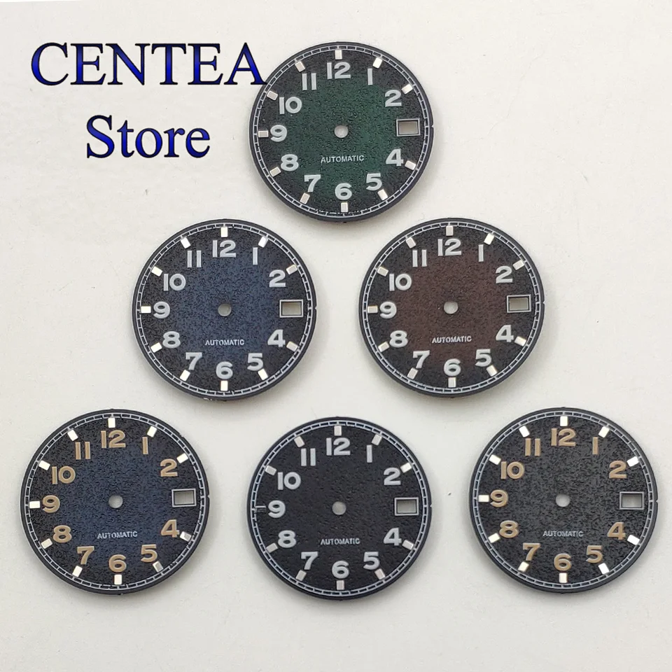 Richus 29 mm zelený svetelný čierny modrý hodinky Dial Dial NH35 Automatický pohyb s dátumovým oknom