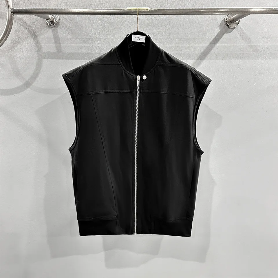 Rick Jacket Men Streetwear bez rukávov Owens Knit High Street Punk štýl zips