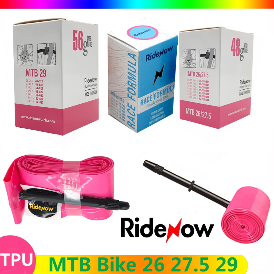 Ridenow TPU Camera MTB Vnútorná trubica na bicykli 26 27,5x1.5 1,75 1,9/ 29x2.1 2,2 2,3 2,4 palca Ventil 45 mm pneumatika horských bicyklov 29.