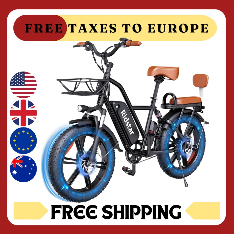 Ridstar FM-001 Elektrický bicykel 1000 W 48V 15AH ROAD CITY EBIKE pre dospelých 20 palcov FAT TIRE Beach Mountain s cyklovaním zadného sedadla