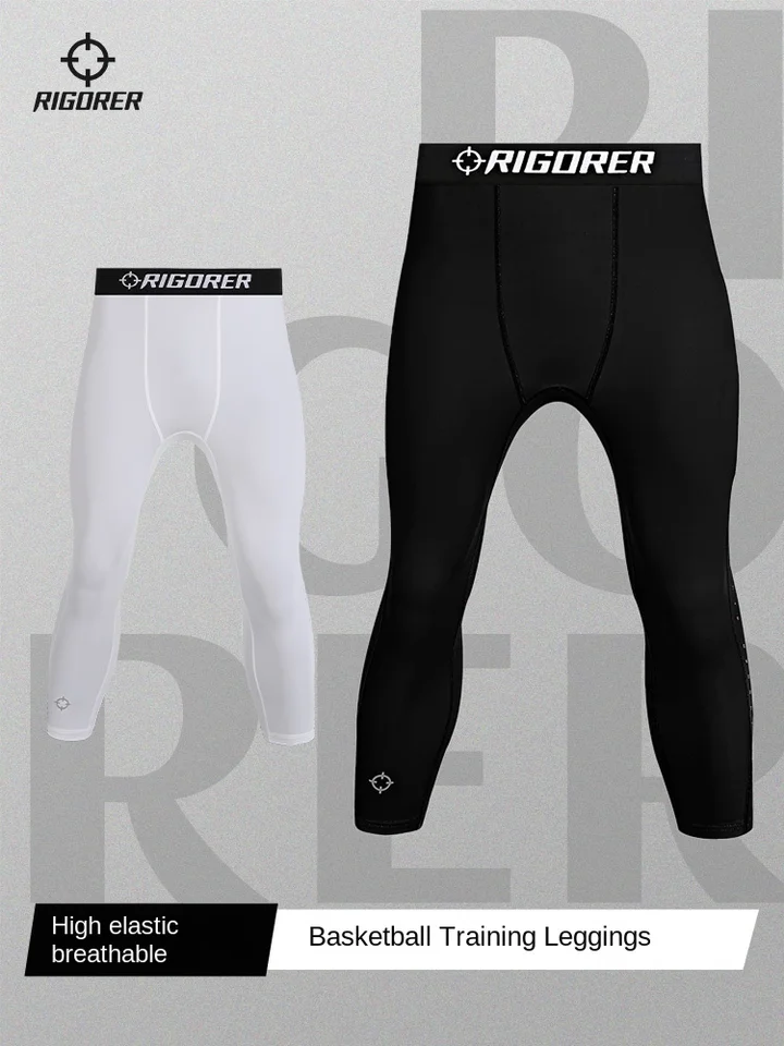 Rigorer Stretch Cropped Compression Pants Vybavenie pevné legíny Pánske basketbalové športové školenie Fitness Fitness