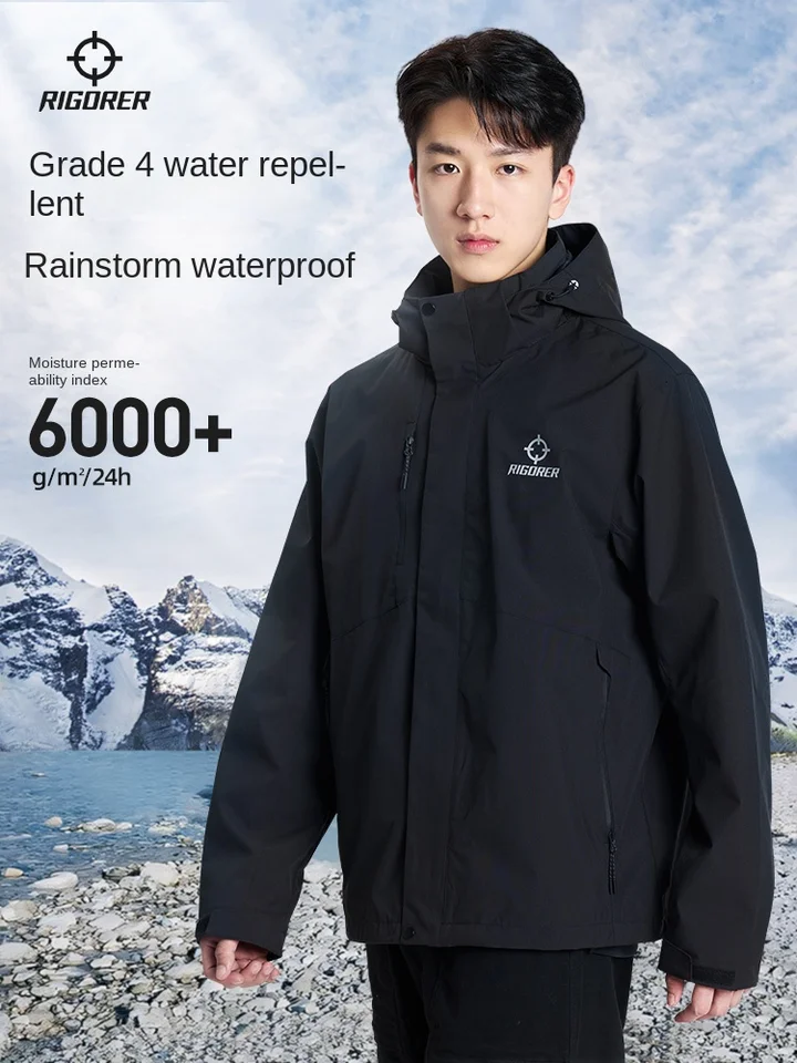 Rigorer výrezová bunda Men Outdoor Športové kabáty lezenie Trekking Windbreaker Travel Witerproof Drachable Hooded Jacket