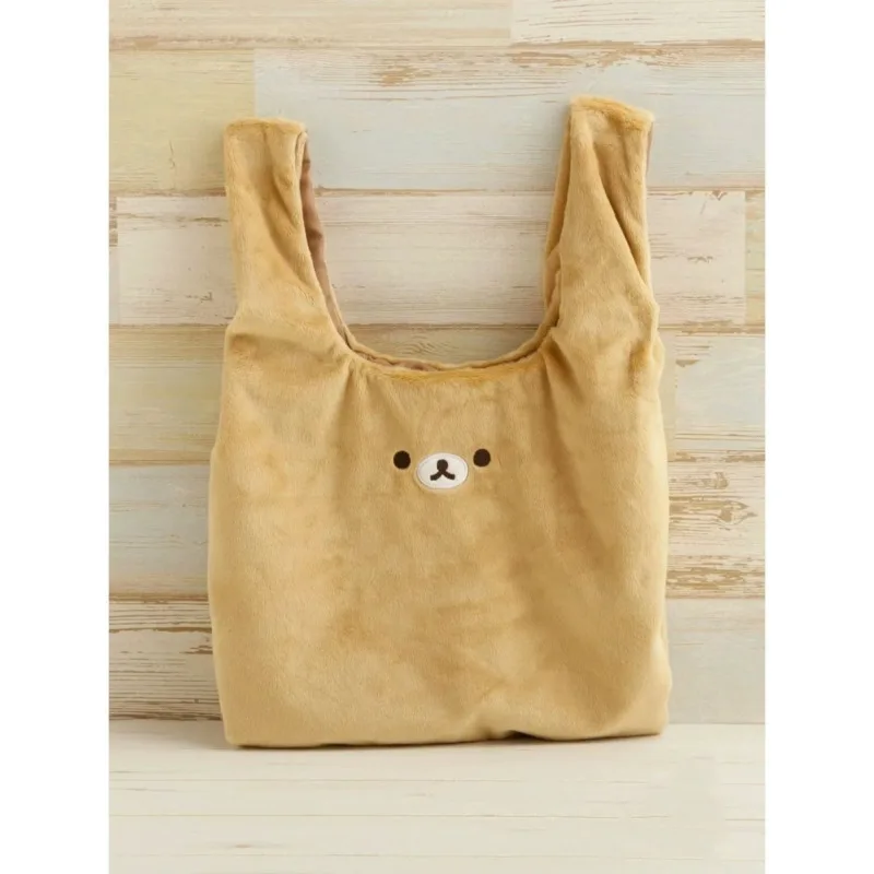 Rilakkuma plyšová taška roztomilý malý medveď vyšívaný nákupná taška Štýlová zvierat s tematnou vreckom Kreatívna ekologická taška